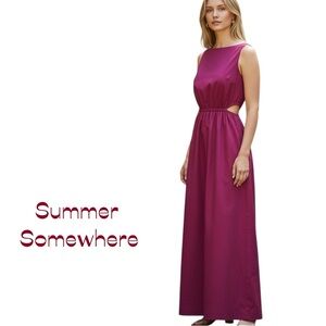 Summer Somewhere Fuchsia Pink Beaded Maxi Dress NWT Size XS